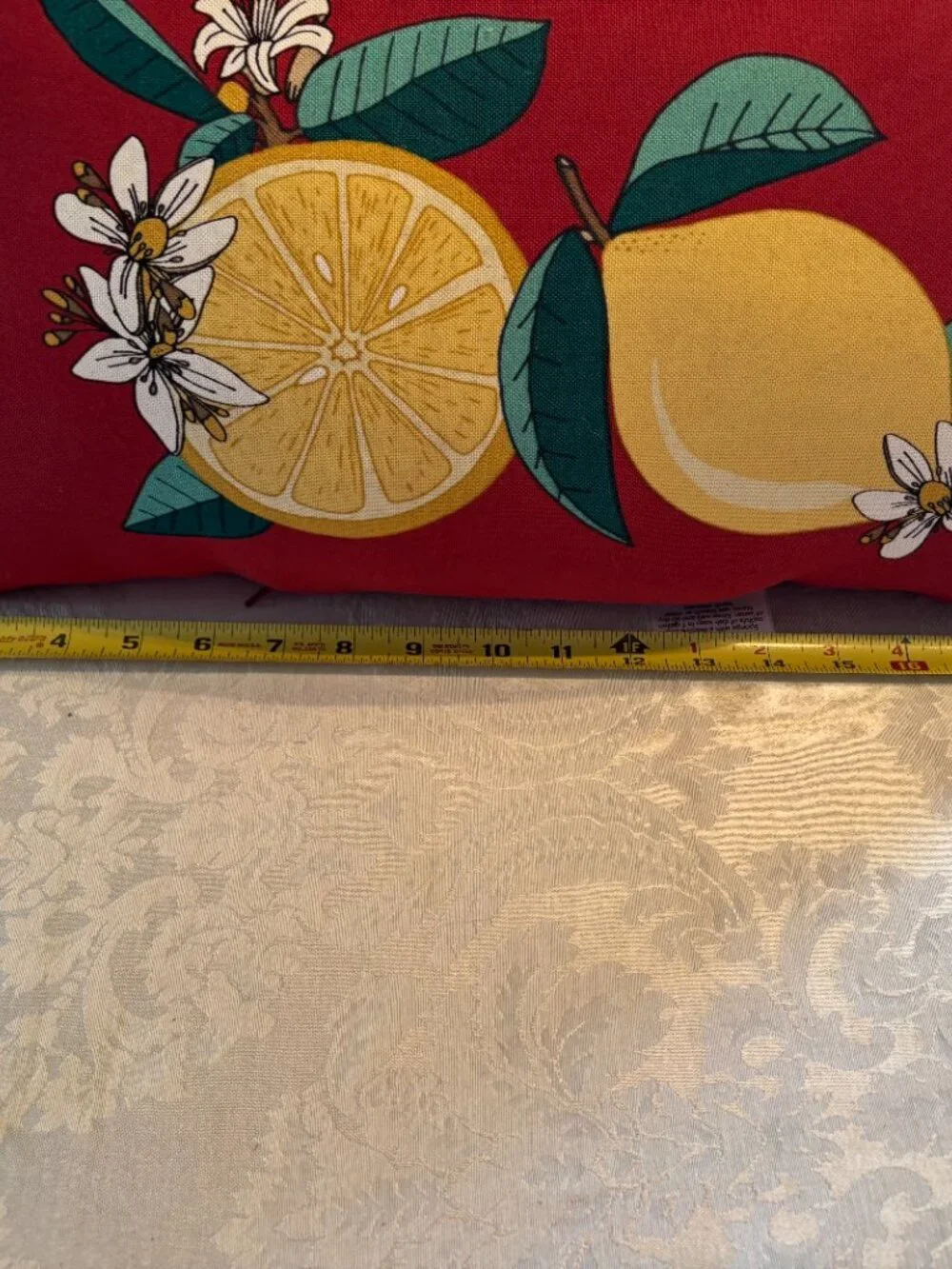 Hampton Bay Indoor Outdoor Lemons On Red 20 x 12 Rectangle Pillow Summer Decor